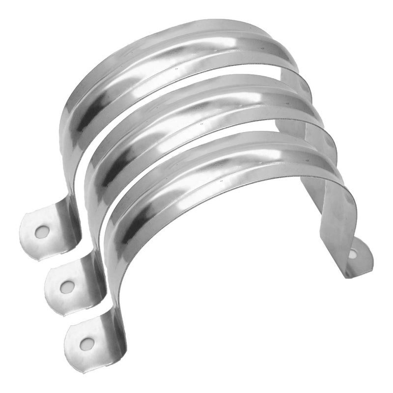 ZLYY 4Inch Two Hole Stainless Steel U-Tube Clamp Connecting Ring Hose Clamp-Bracket Stainless Steel Tube Strap Tension Clip-Heavy Duty Rigid Pipe Strap Clamp For Inner Dia 4Inch Water Pipe 3Pcs(115mm) - Image 1